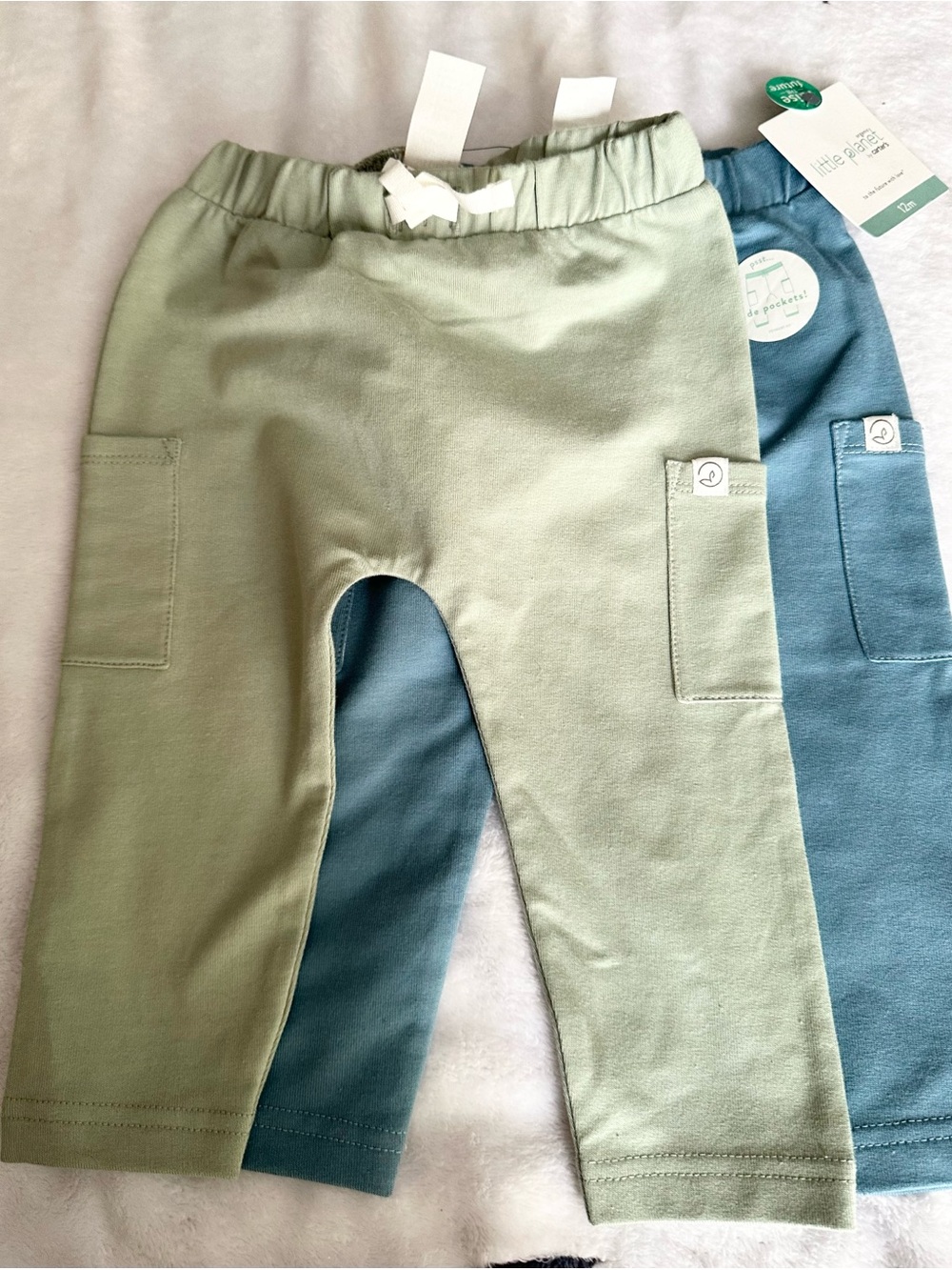 Kids Pocket Leggings in Sage Green and Teal — Soft Everyday Stretch